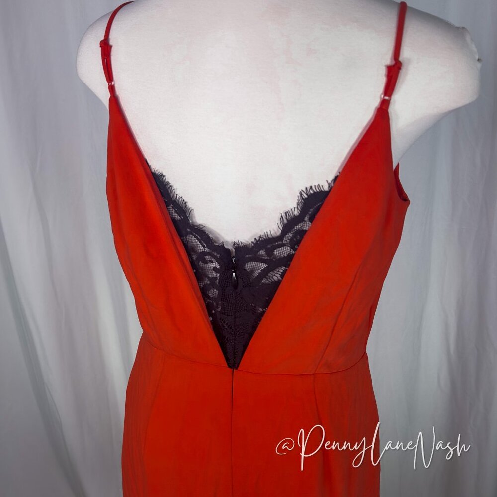 Bebe Poy Sleeveless Lace Back Romper Poppy Red - Picture 10 of 10